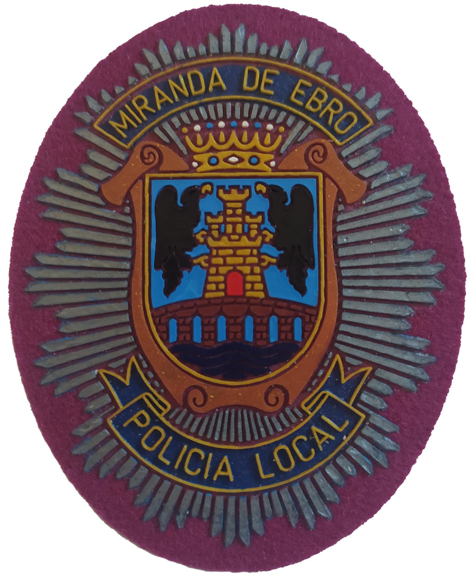 Policía Local Miranda de Ebro Burgos parche insignia emblema distintivo fondo morado Police patch ecusson