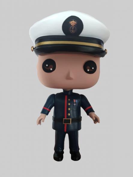 Funcops Infantería de Marina uniforme azul de paseo armada hombre