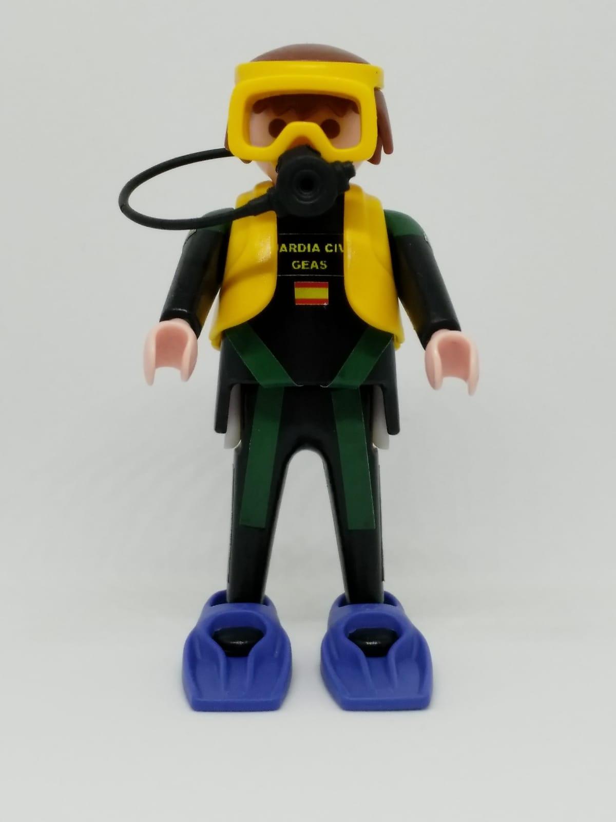 Playmobil personalizado Guardia Civil uniforme GEAS grupo especial de acciones subacuáticas hombre