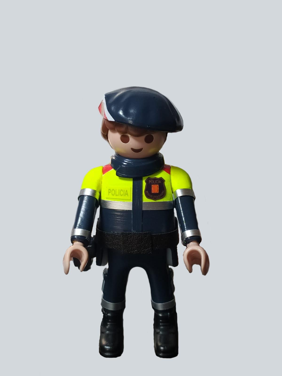 Playmobil personalizado Mossos de Esquadra policía de Cataluña con uniforme de tráfico transit hombre