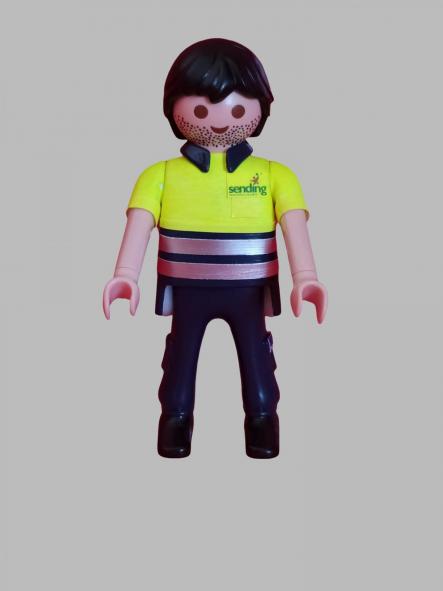 Playmobil personalizado con uniforme de repartidor empresa de transporte paquetería Sending Hombre