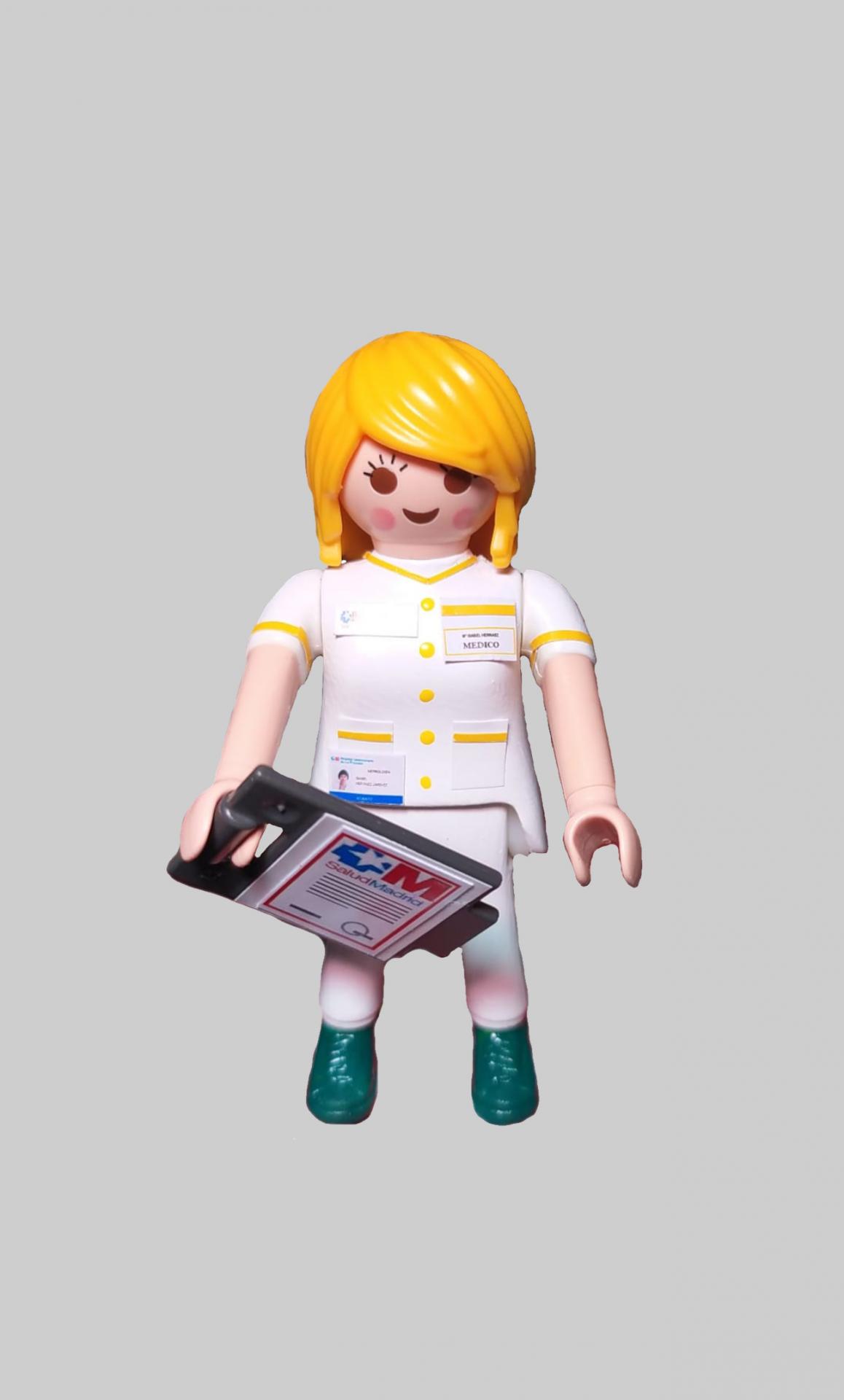 Playmobil personalizado Doctora del Servicio de Salud de Madrid Clinica Privada medica mujer