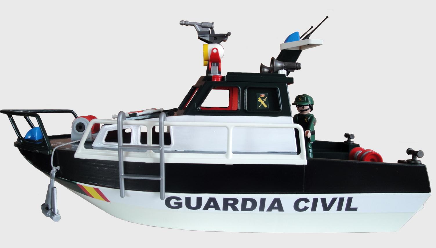 Patrullera Barco Playmobil personalizada con los distintivos del Servicio Marítimo de la Guardia Civil