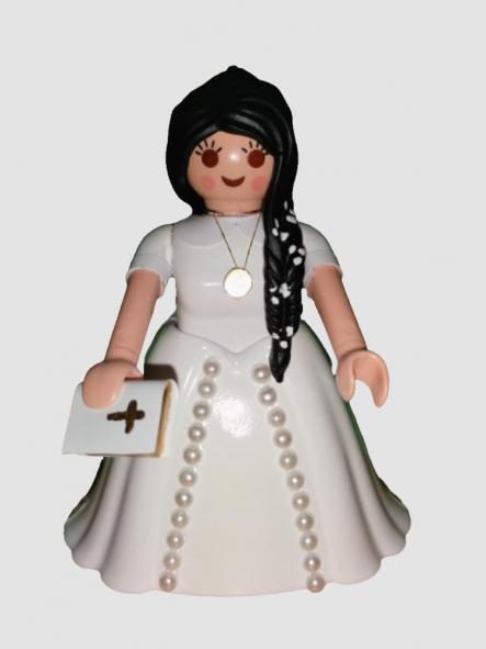 Playmobil personalizado primera comunión modelo niña con perlas y trenza 