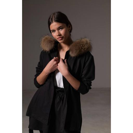 Cardigan cotton belt negro