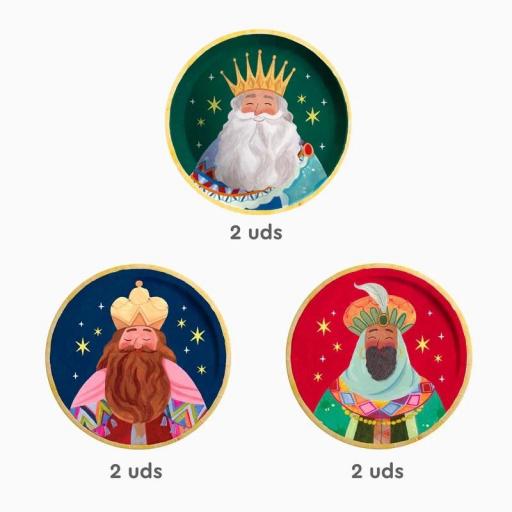 Plato Cartón Llano Redondo Postre Ø 17 cm Noche de Reyes Magos [1]