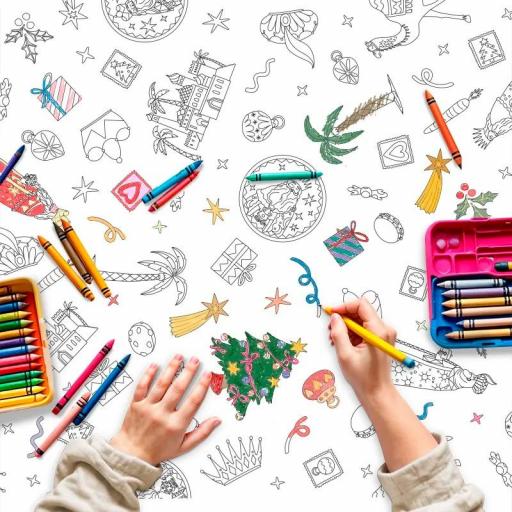 Mantel Papel Plegado Impermeable 1.20 x 1.80 m Reyes Magos para Colorear [1]