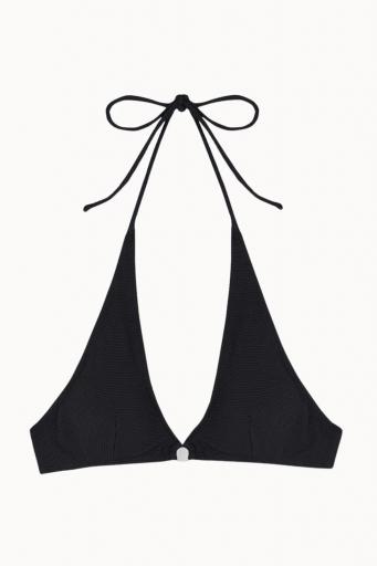 Top de bikini halter negro con aro dorado y braguita clásica normal  [1]