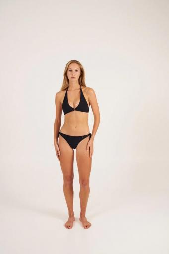 Top de bikini halter negro con aro dorado y braguita clásica normal  [2]