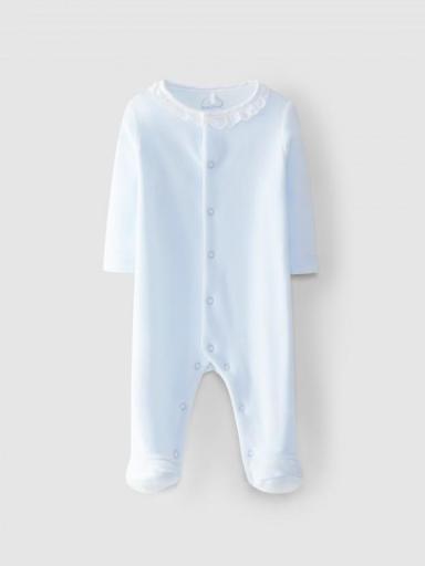 Pelele pijama Terciopelo cuello bordado azul claro [0]