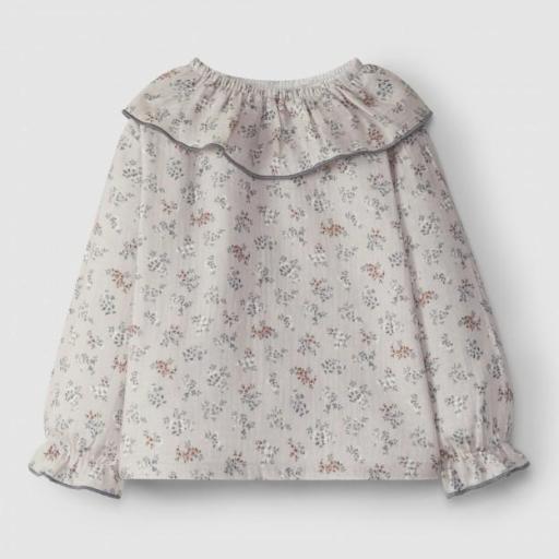 Blusa de muselina floral gris claro
