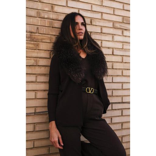 Maxi cuello piel natural mocca [1]