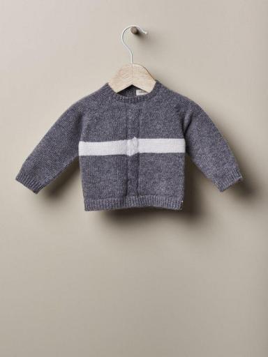 Jersey gris con raya beige lana merino [0]