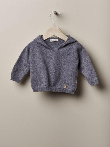 Jersey con capucha gris  lana merino