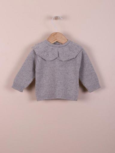 Jersey gris con cuello lana merino