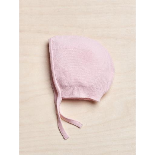 Capota tejida en lana merino extrafina rosa