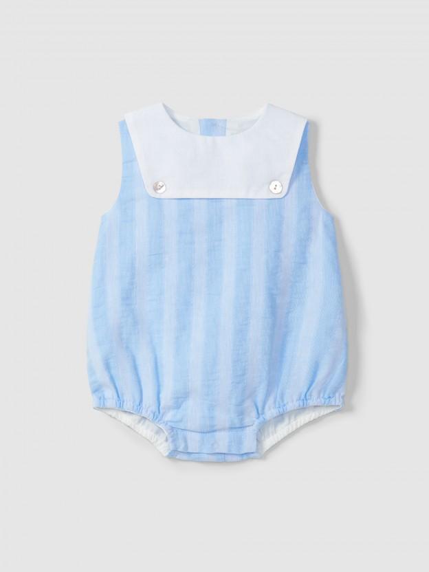 Ranita azul con babero blanco