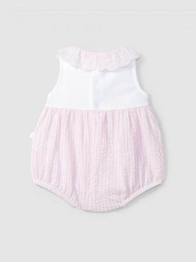 Ranita seersucker a rayas con cuello bordado [1]