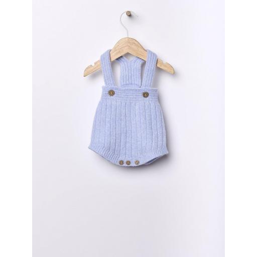 Ranita de tirantes tejido en lana merino azul claro