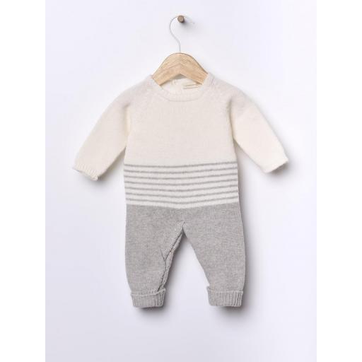 Pelele tejido en lana merino gris suave