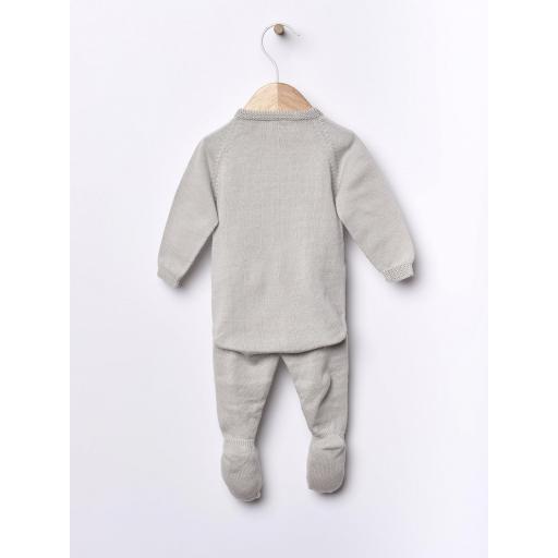 Pelele de bebé tejido en algodón orgánico gris suave [1]
