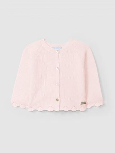 Chaqueta punto de arroz rosa bebé