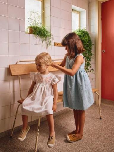 Vestido algodón texturizado y bordado blanco [1]