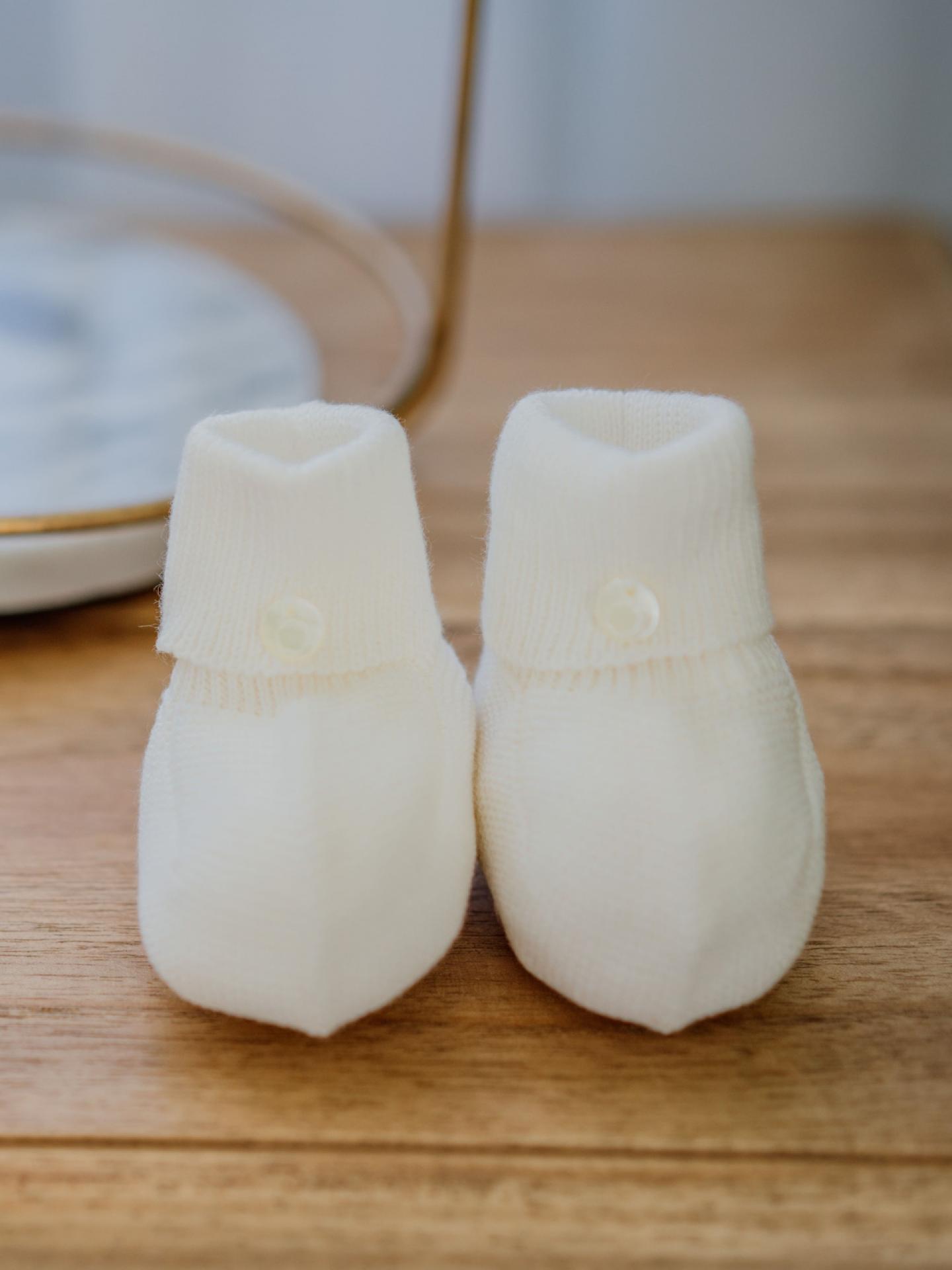 Botines tejidos en lana perla