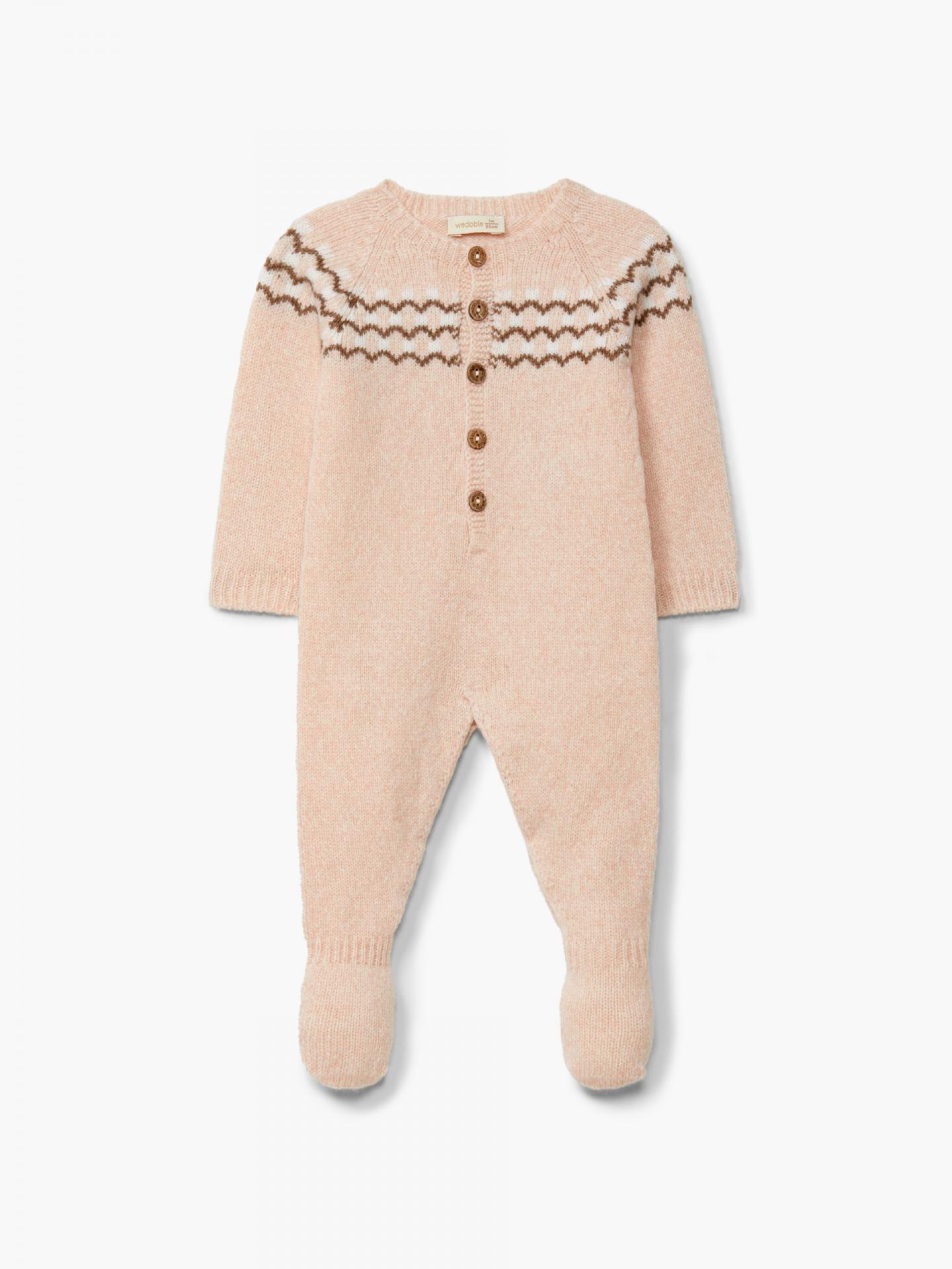 Pelele de jacquard tejido en lana merino rosa