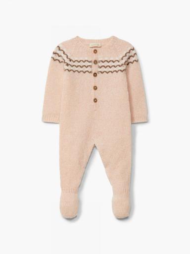 Pelele de jacquard tejido en lana merino rosa