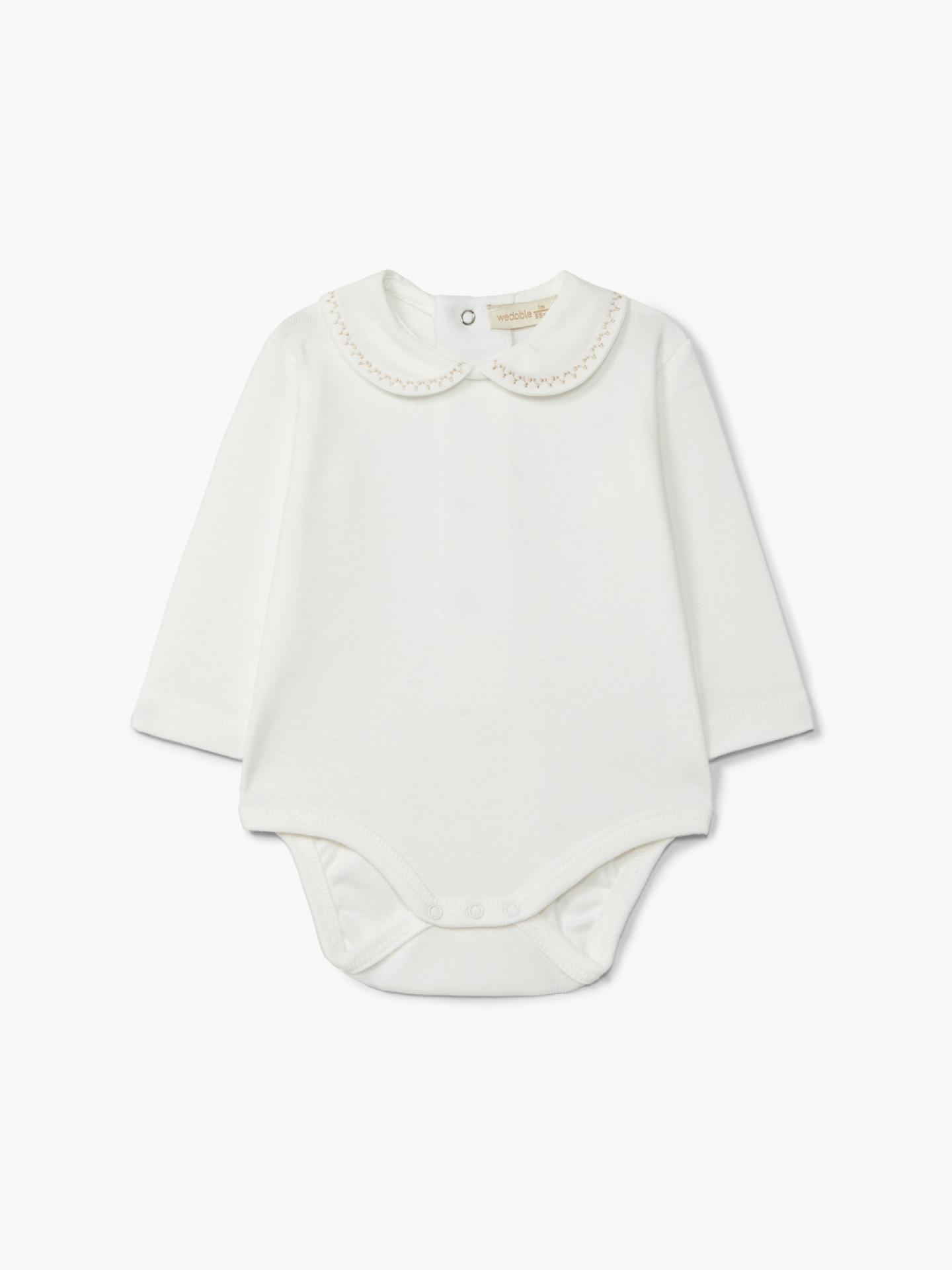 Body de manga larga y cuello redondo beige