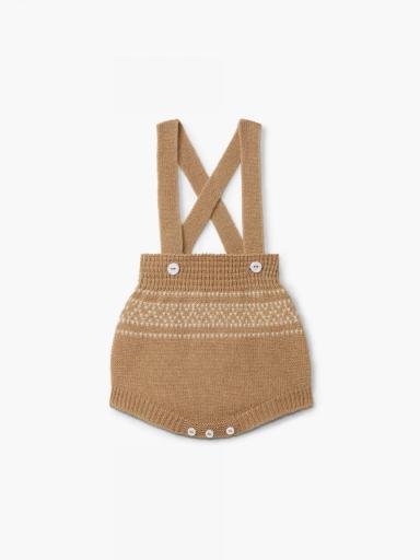 Ranita peto camel jacquard tejido en mezcla de lana y cachemir