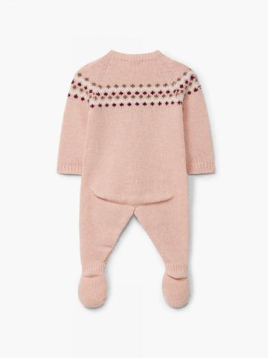 Pelele de jacquard tejido en lana merino rosa suave [1]