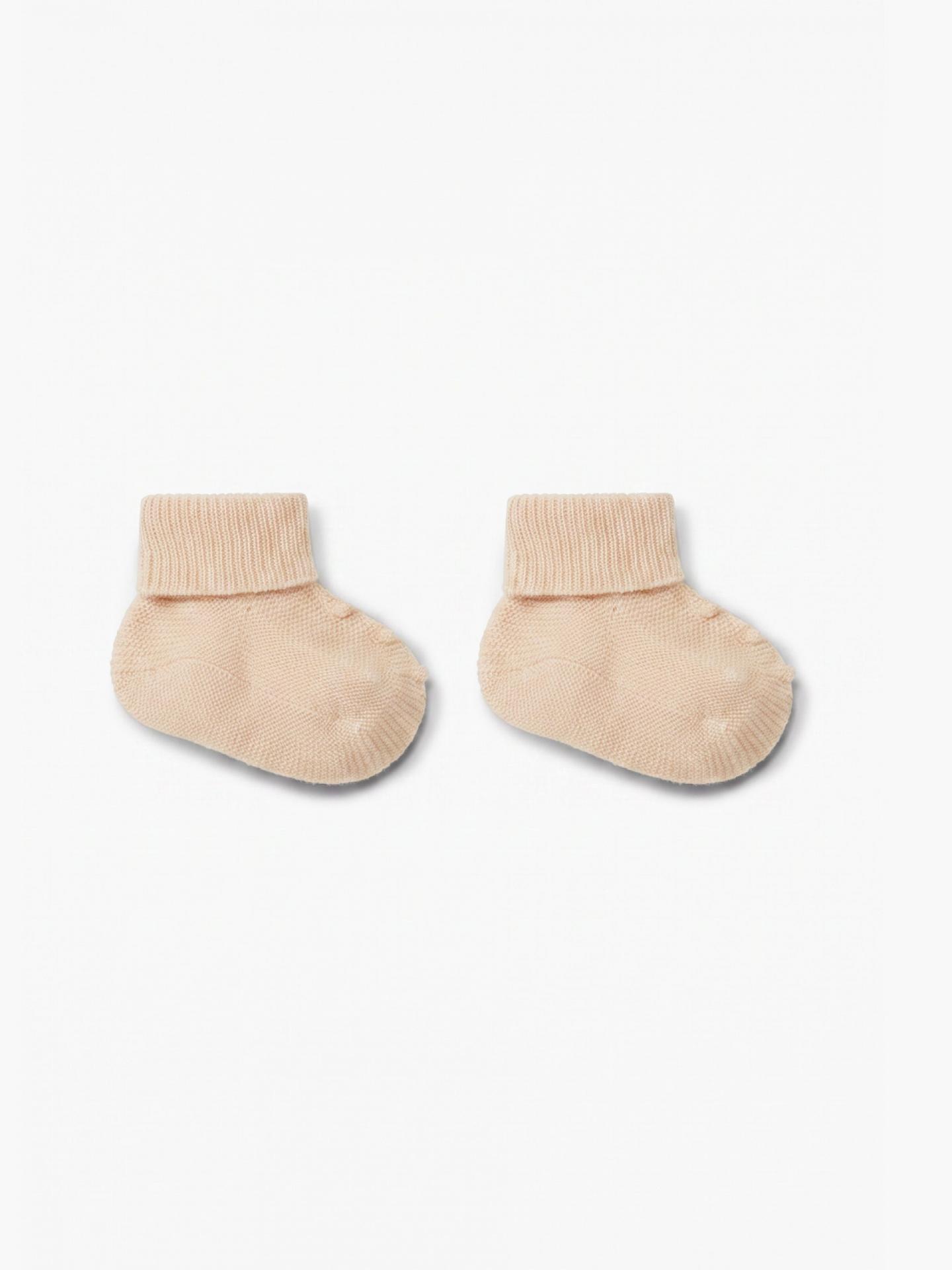 Botitas/patucos tejidos en mezcla de lana y cachemir beige SERENITY