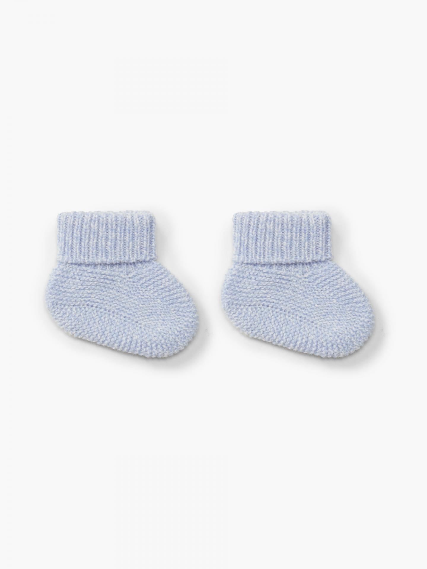 Botitas/patucos tejidos en lana merino celeste