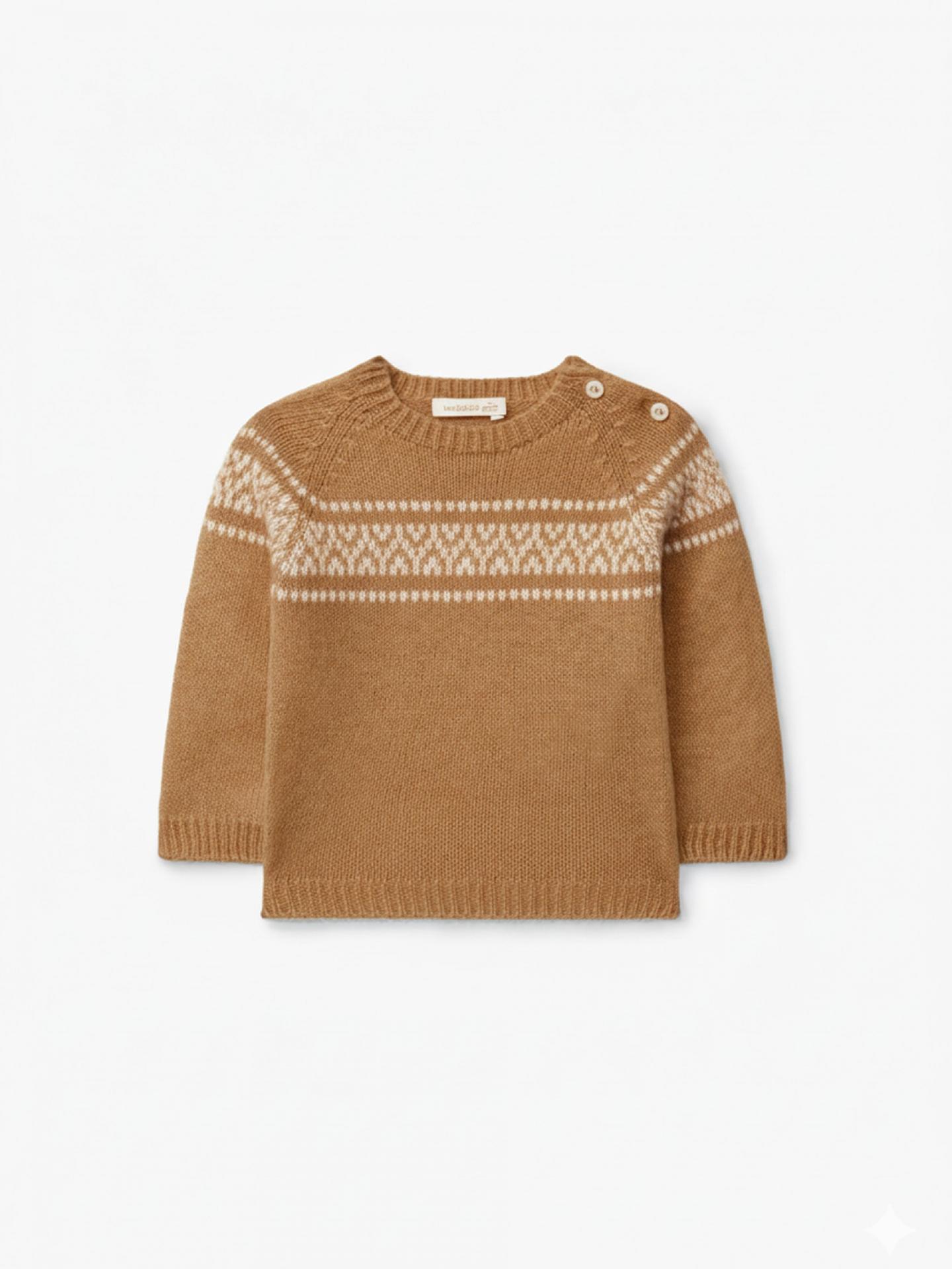 Jersey jacquard tejido en mezcla de lana y cachemir camel