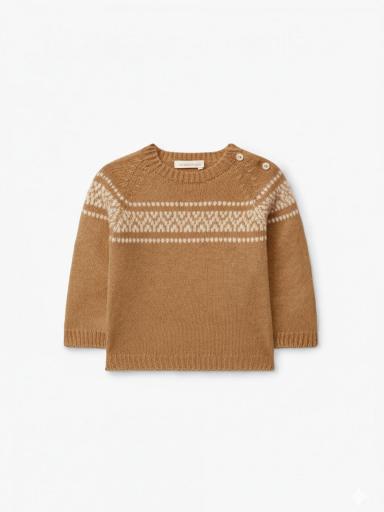 Jersey jacquard tejido en mezcla de lana y cachemir camel