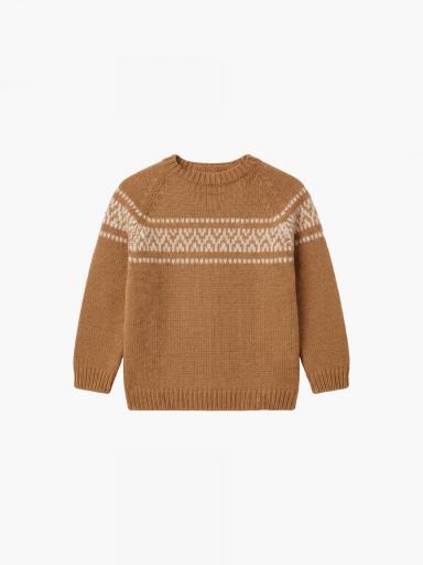 Jersey jacquard tejido en mezcla de lana y cachemir camel [1]