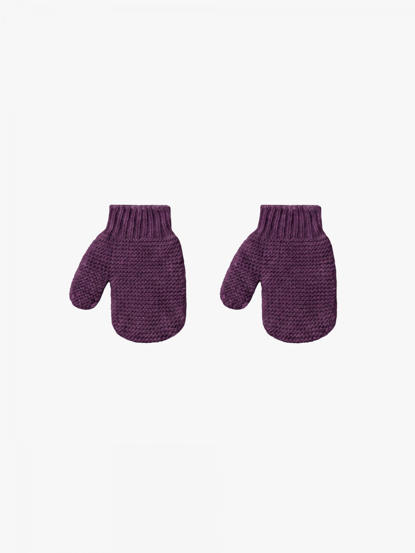 Manoplas tejidos en lana merino burdeos