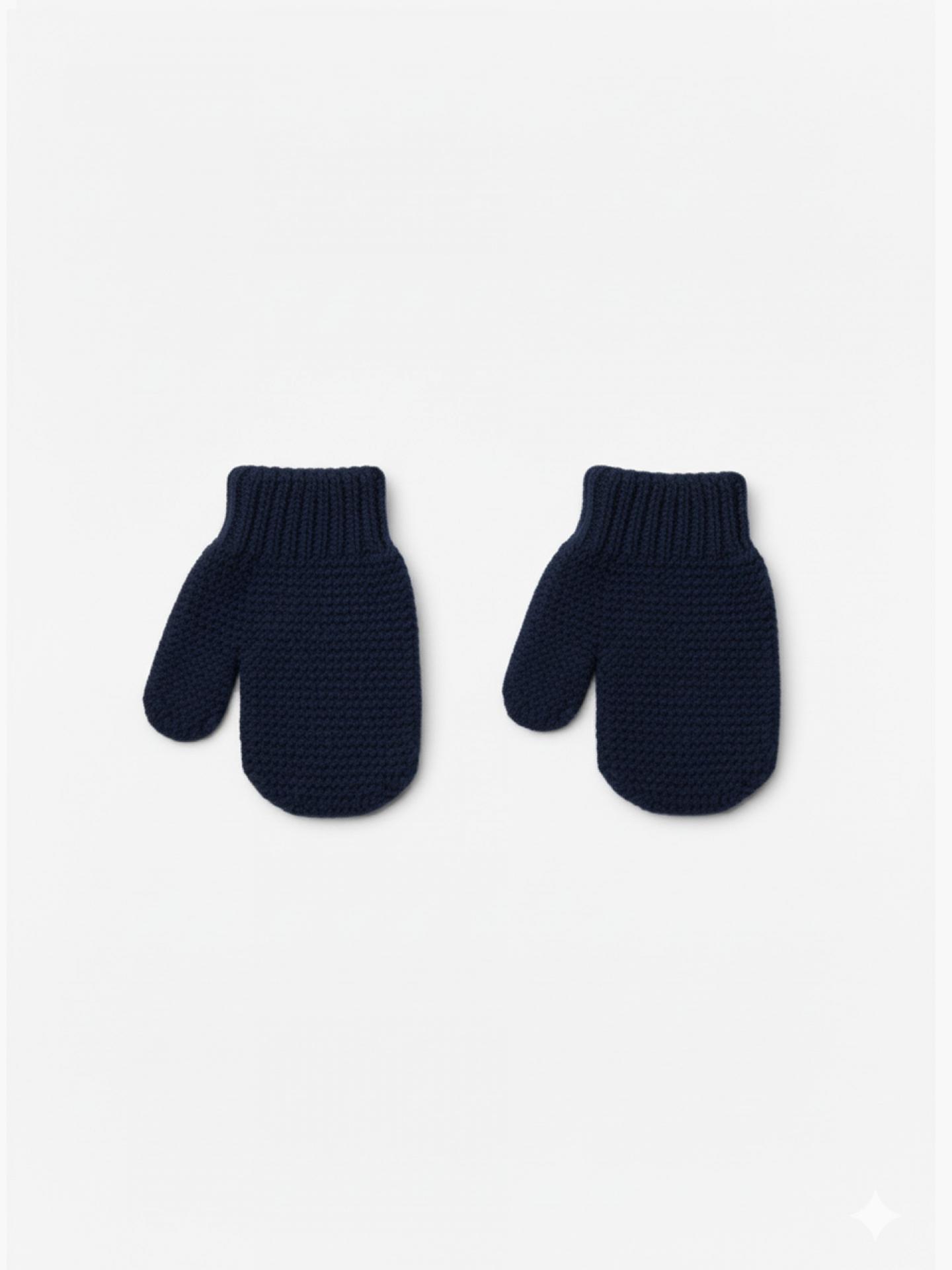 Manoplas tejidos en lana merino azul marino