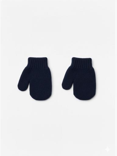 Manoplas tejidos en lana merino azul marino