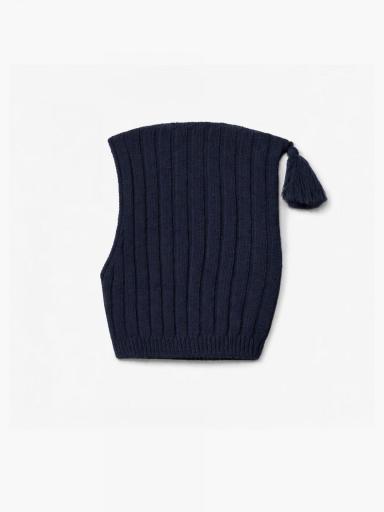 Pasamontañas tejido en lana merino azul marino