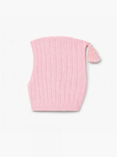 Pasamontañas tejido en lana merino rosa