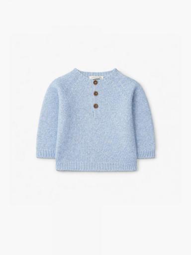 Jersey de punto de lana merino celeste