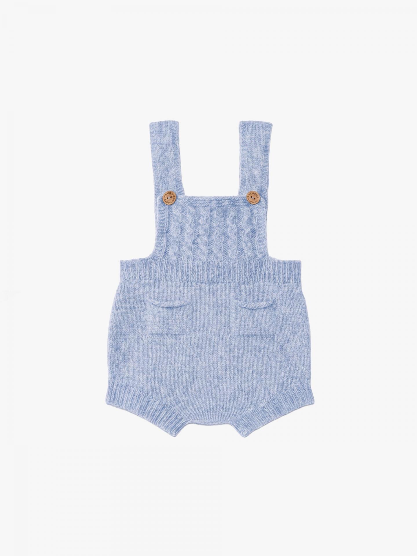 Ranita/peto de tirantes tejido en lana merino celeste
