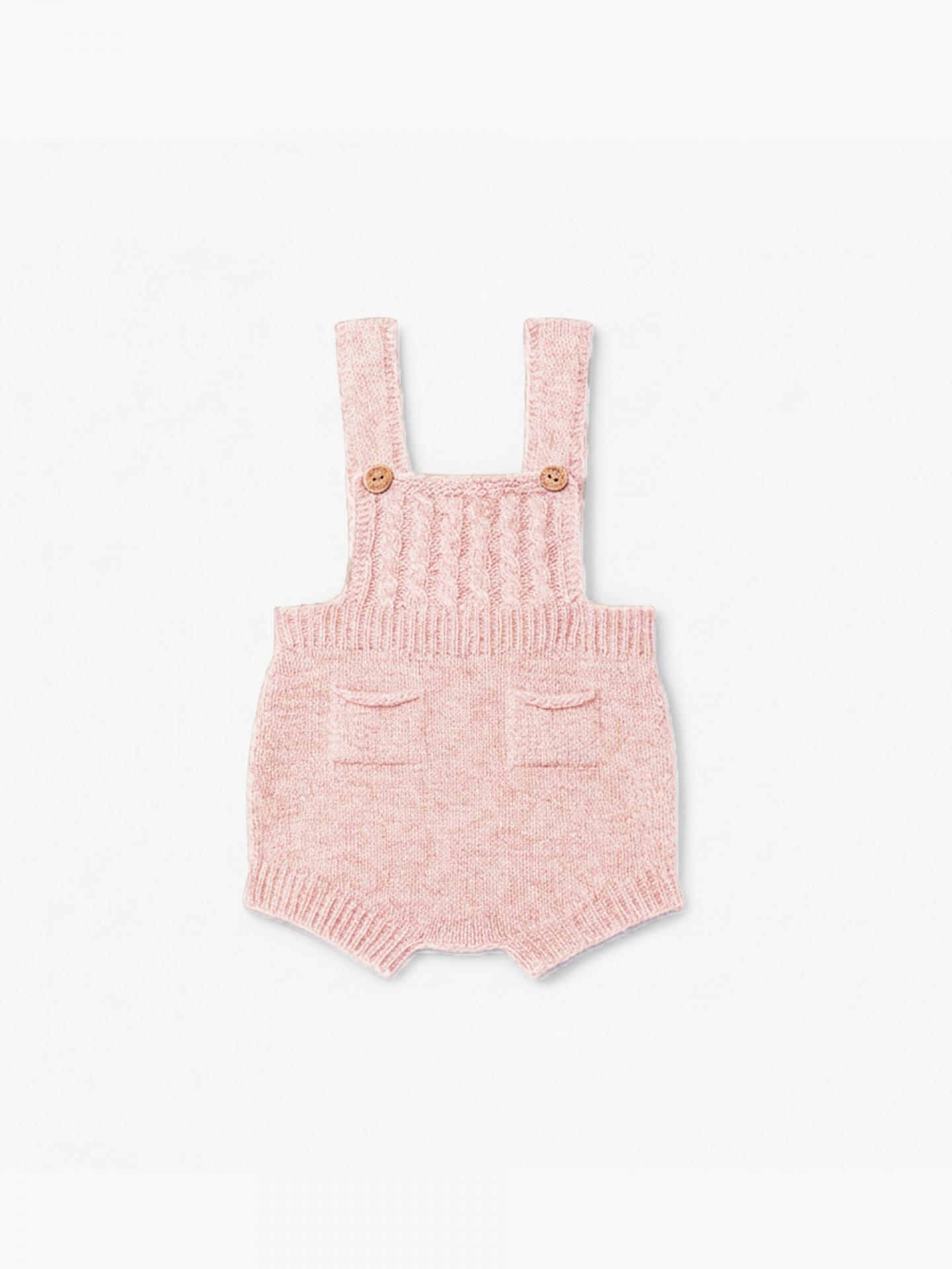 Ranita/peto de tirantes tejido en lana merino rosa