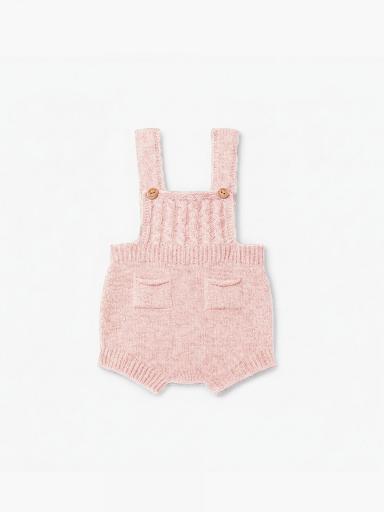 Ranita/peto de tirantes tejido en lana merino rosa