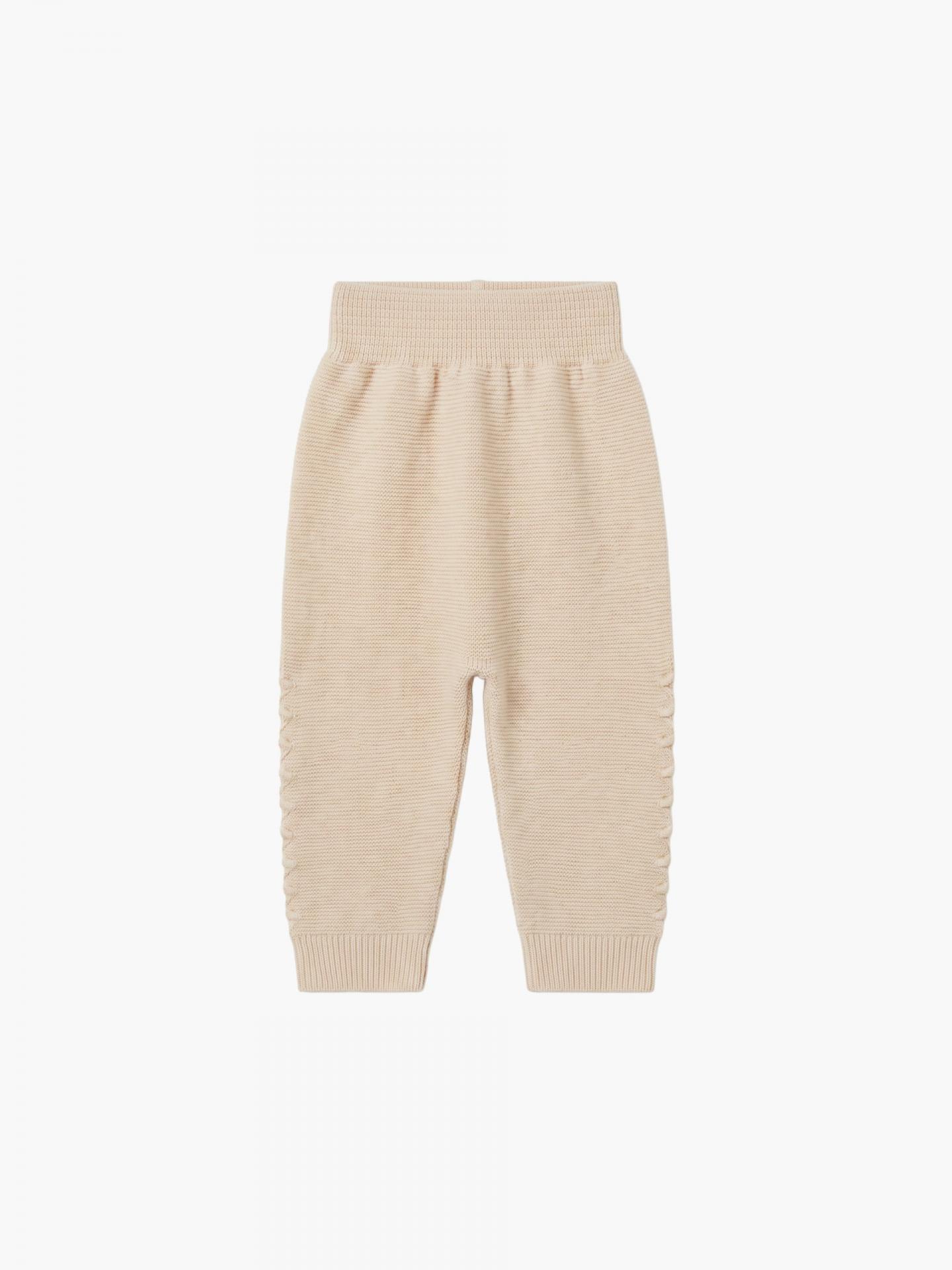 Pantalones/polainas de punto en mezcla de lana y cachemir beige SERENITY
