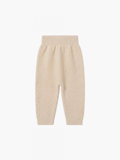 Pantalones/polainas de punto en mezcla de lana y cachemir beige SERENITY