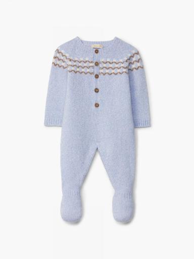 Pelele de jacquard tejido en lana merino celeste